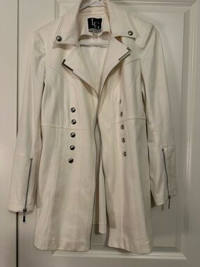 LG Off-White Women's Long Moto Coat